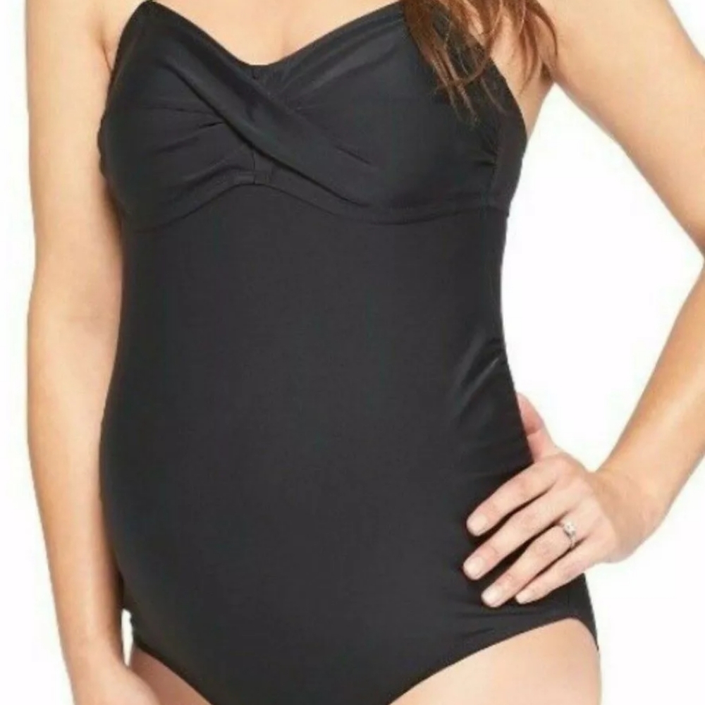 Liz Lange Maternity Black one-piece swim strapless